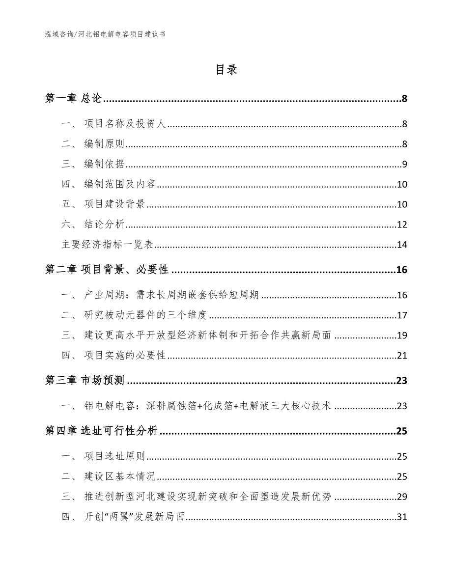 河北铝电解电容项目建议书模板范本_第1页