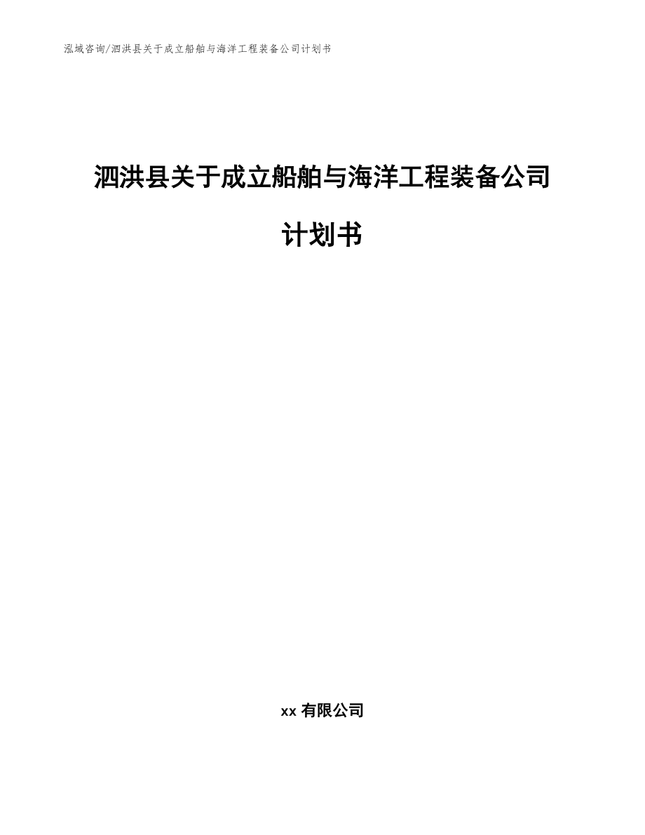 泗洪县关于成立船舶与海洋工程装备公司计划书模板_第1页