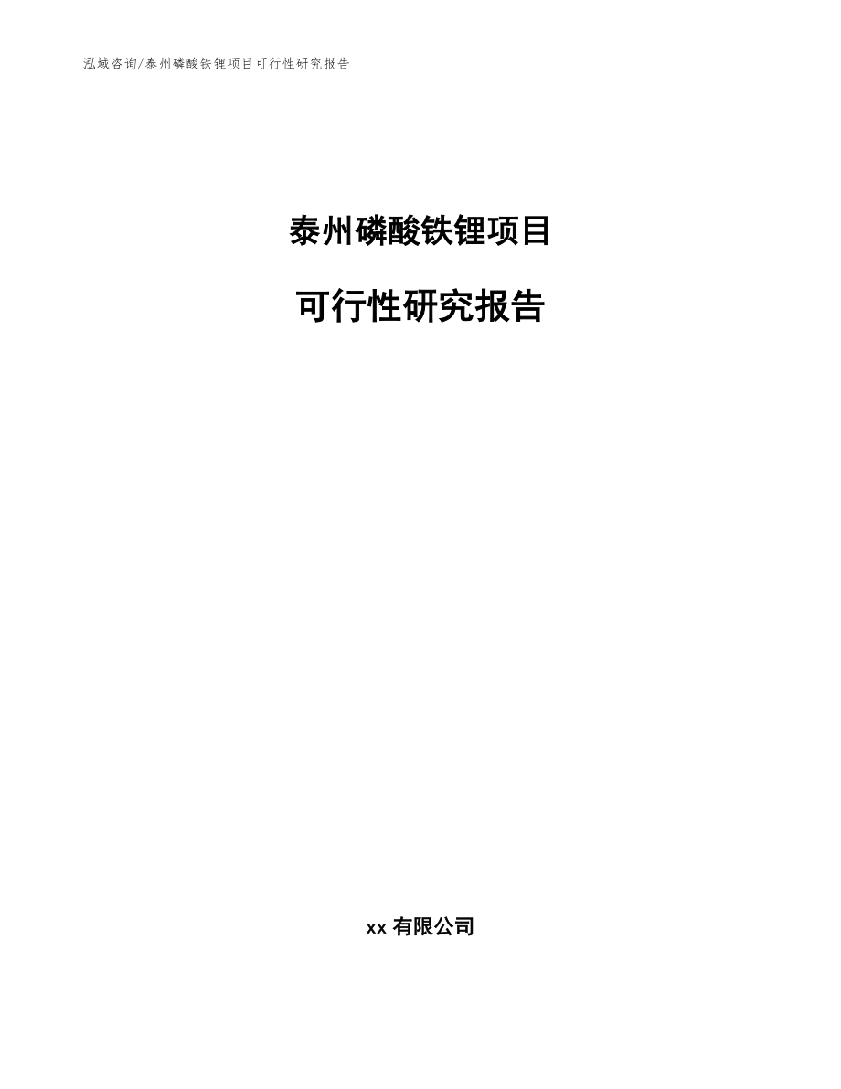 泰州磷酸铁锂项目可行性研究报告_范文参考_第1页