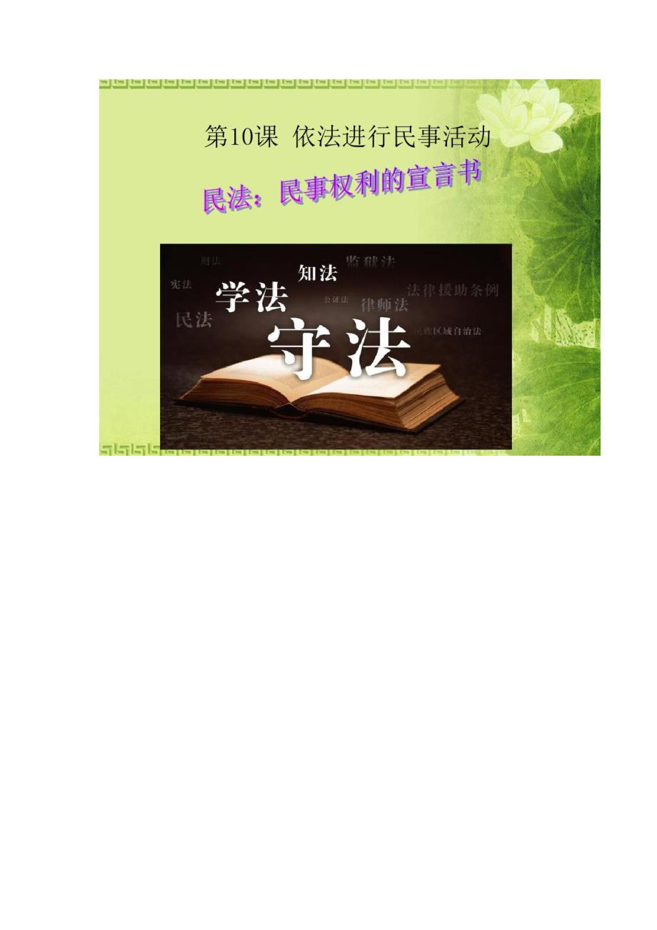 鲁人版九年级《道德与法治》上册课件：10.1民法,民事权利的宣言书(共46张)_第3页