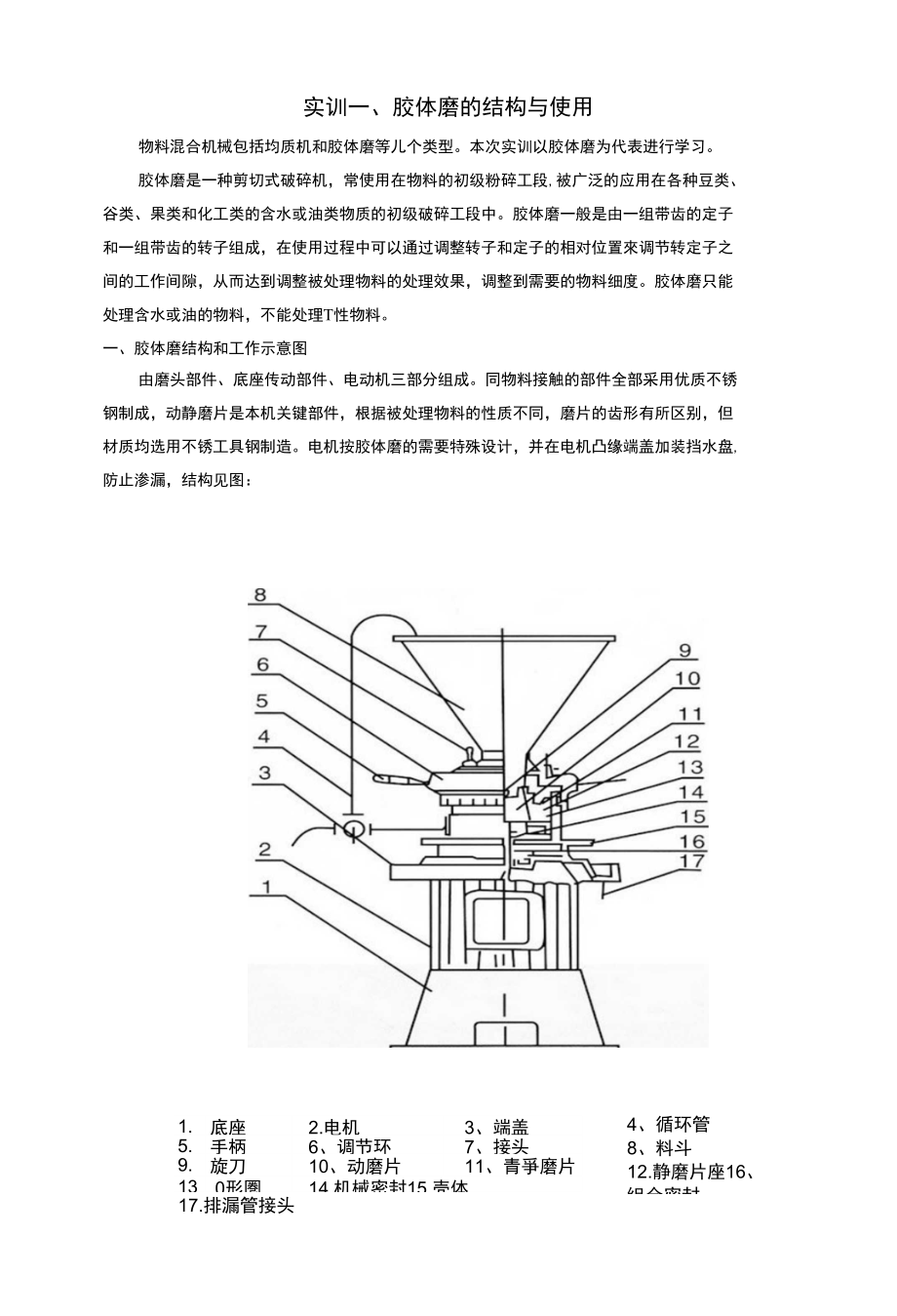 实训一胶体磨的结构与使用_第1页
