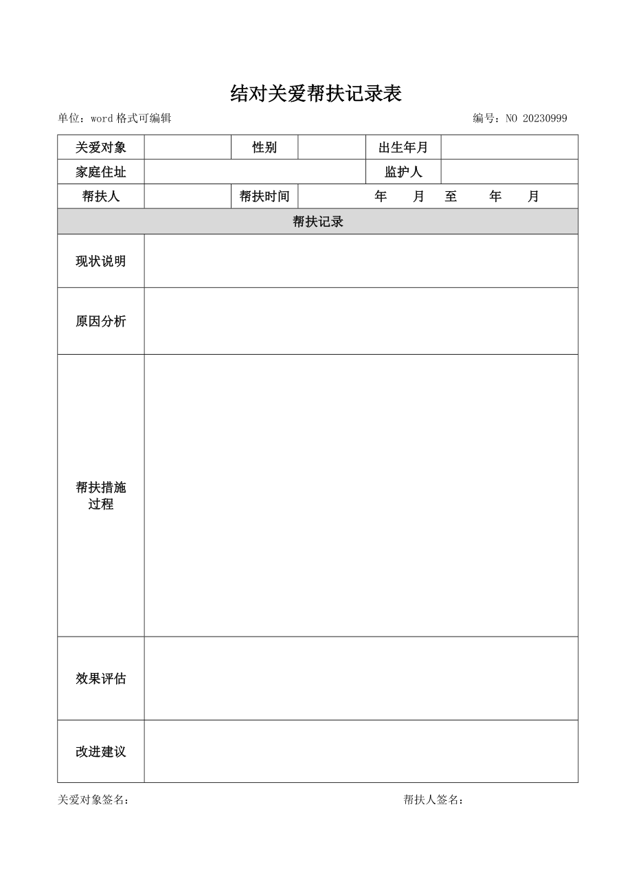 结对关爱帮扶记录表模板_第2页