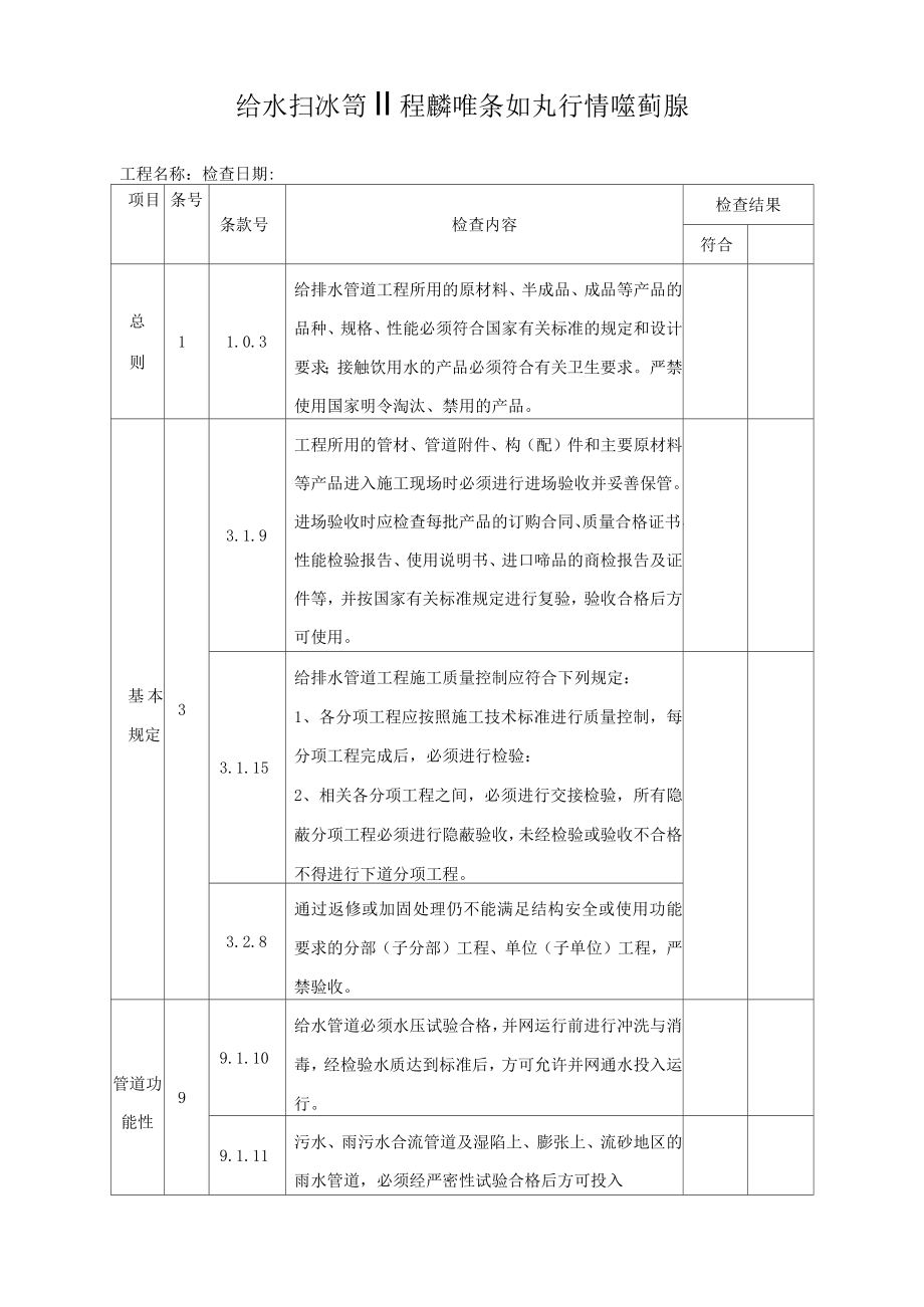给排水管道完工验收用表_第1页