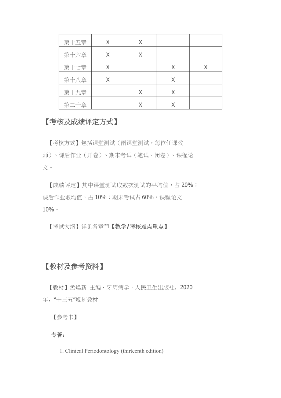 山东大学牙周病学教学大纲_第3页