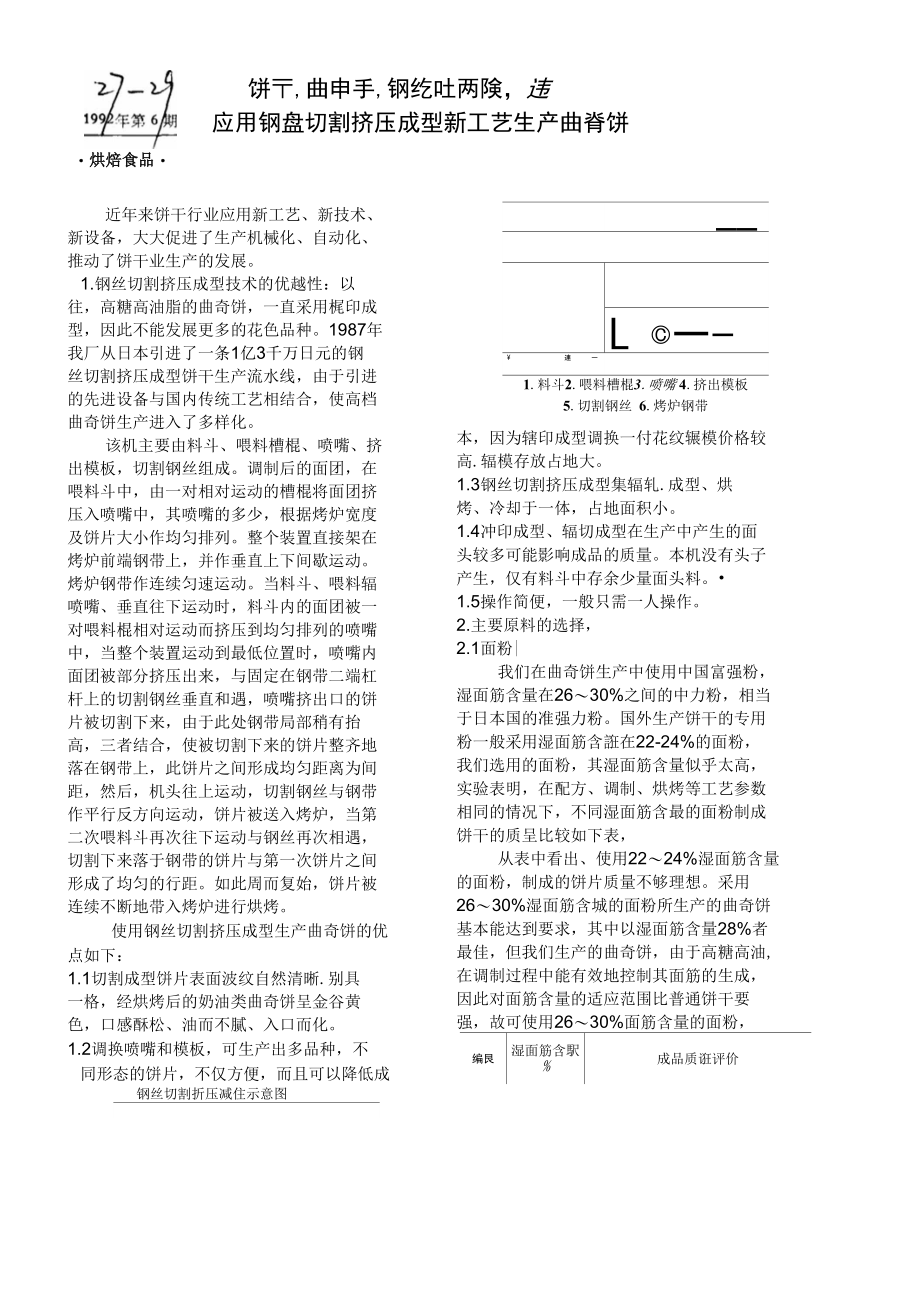 应用钢丝切割挤压成型新工艺生产曲奇饼_第1页