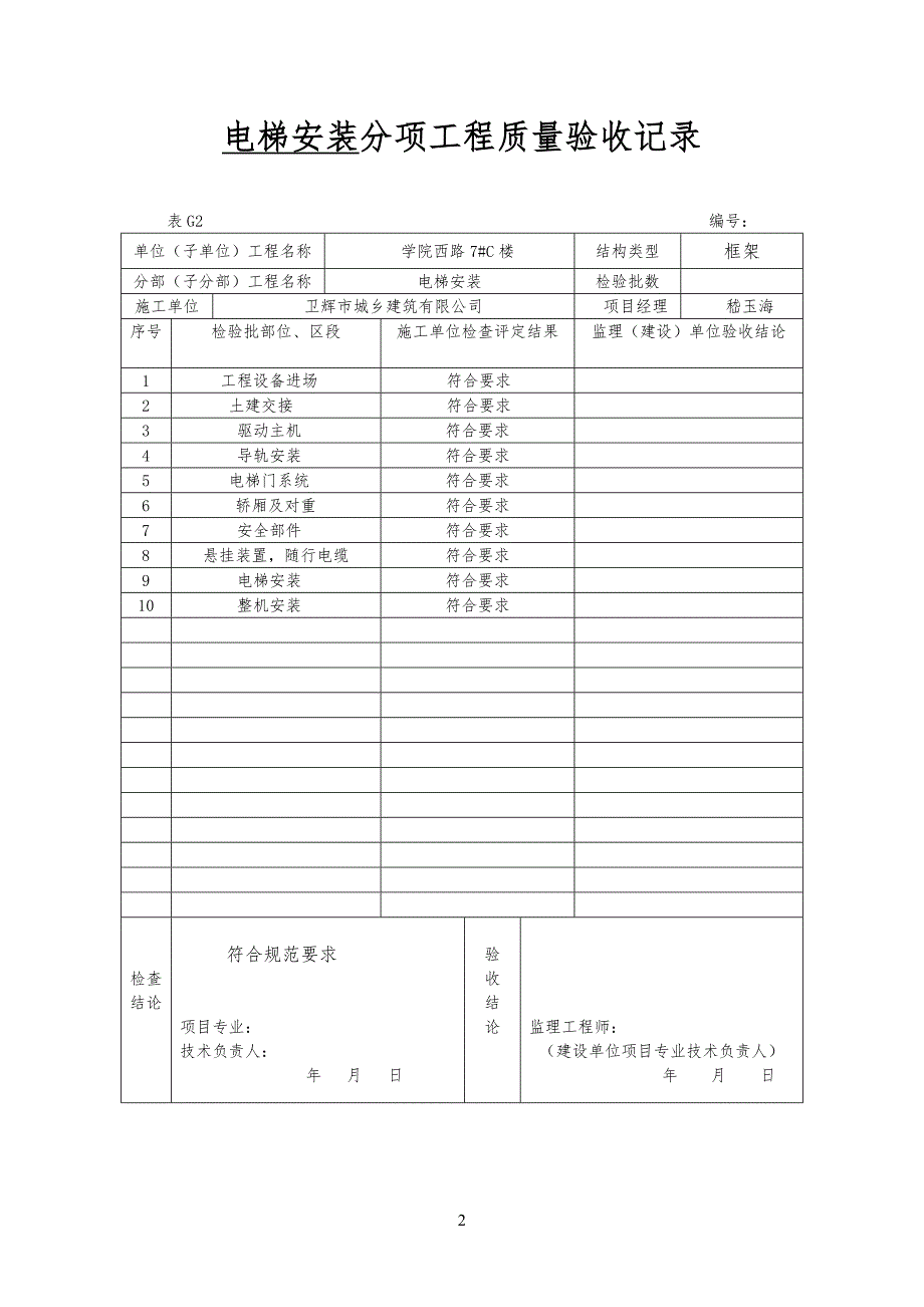 电梯分部分部工程工验收纪录_第2页