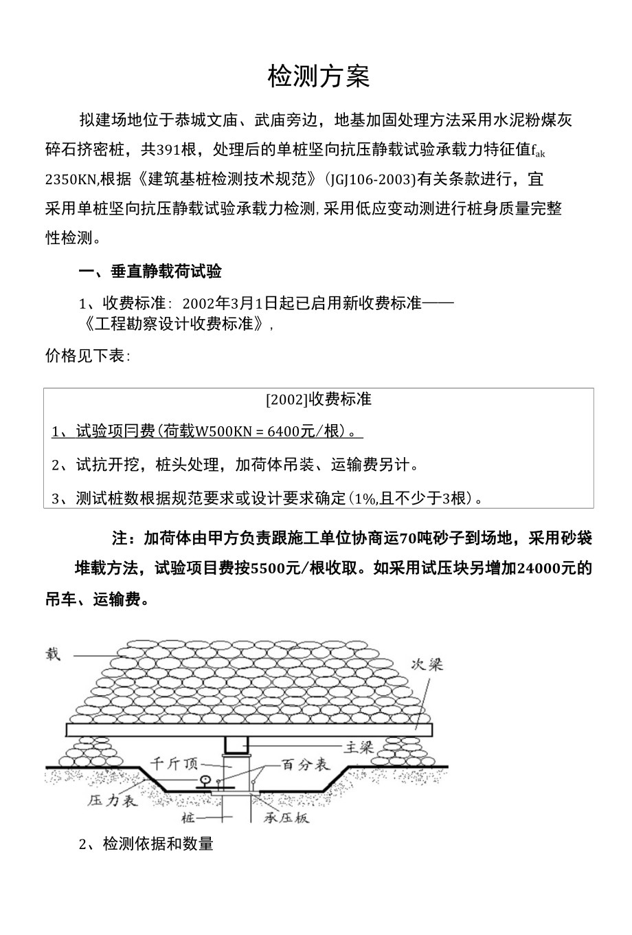 静荷载检测方案、动测检测方案_第1页
