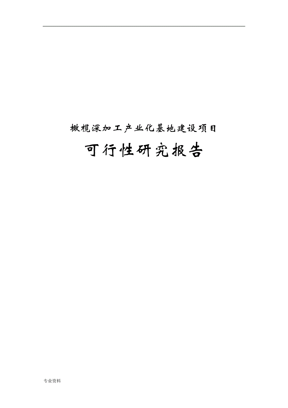 橄榄深加工产业化基地建设项目可行性研究报告_第1页