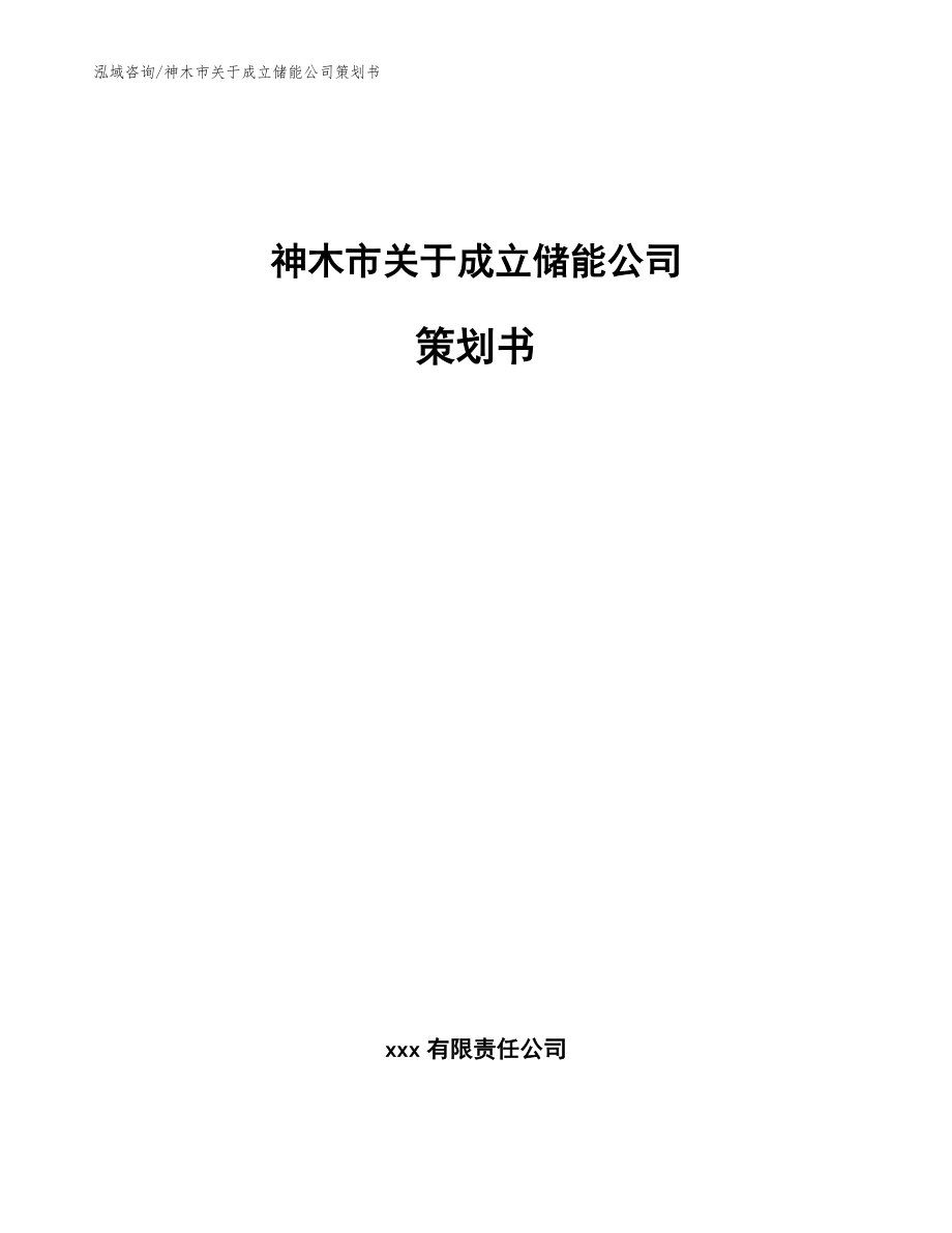 神木市关于成立储能公司策划书参考模板_第1页