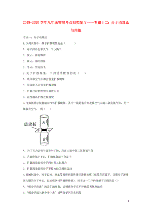 2019-2020学年九年级物理考点归类复习 专题十二 分子动理论与内能练习（含解析）