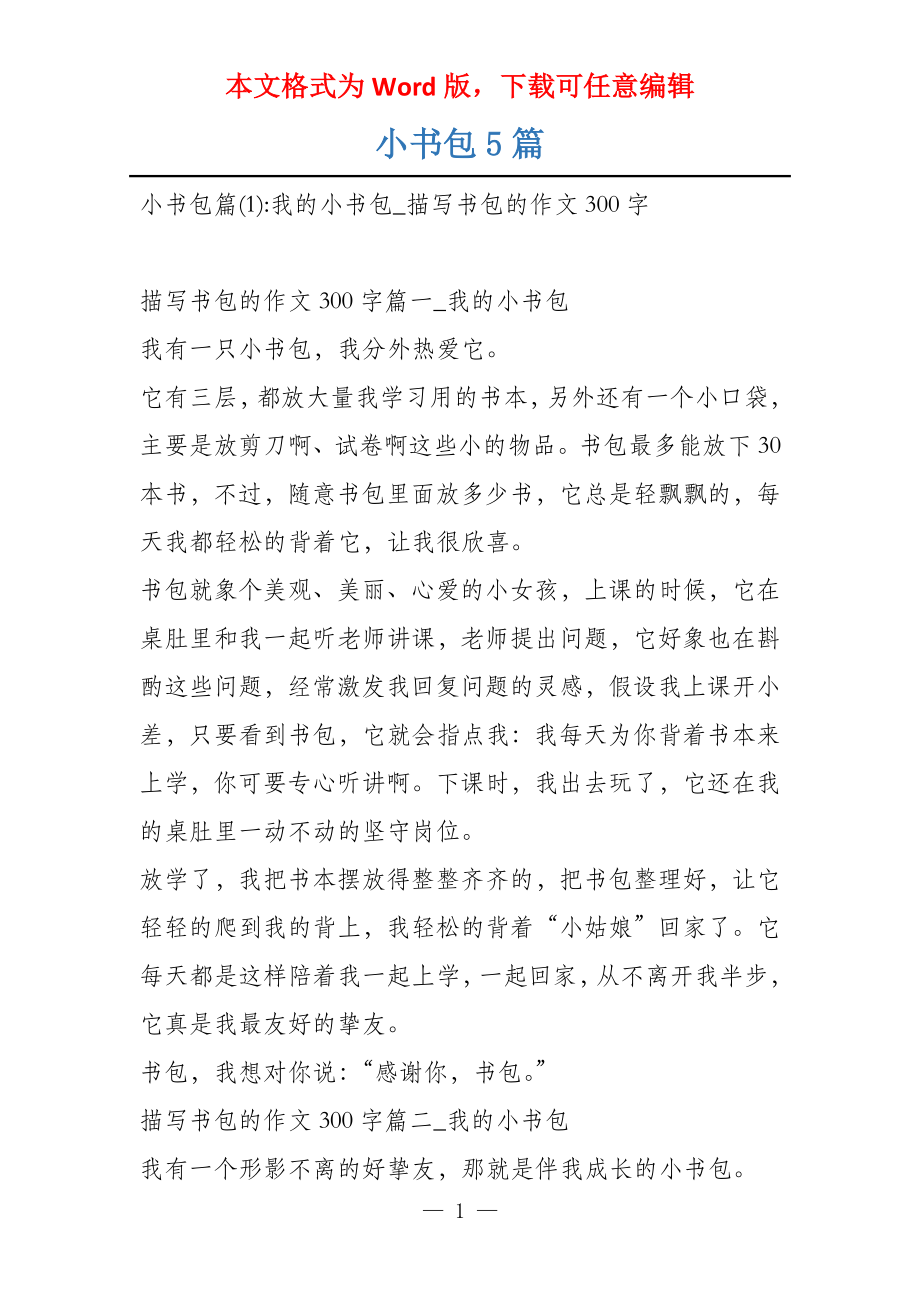 小书包5篇_第1页