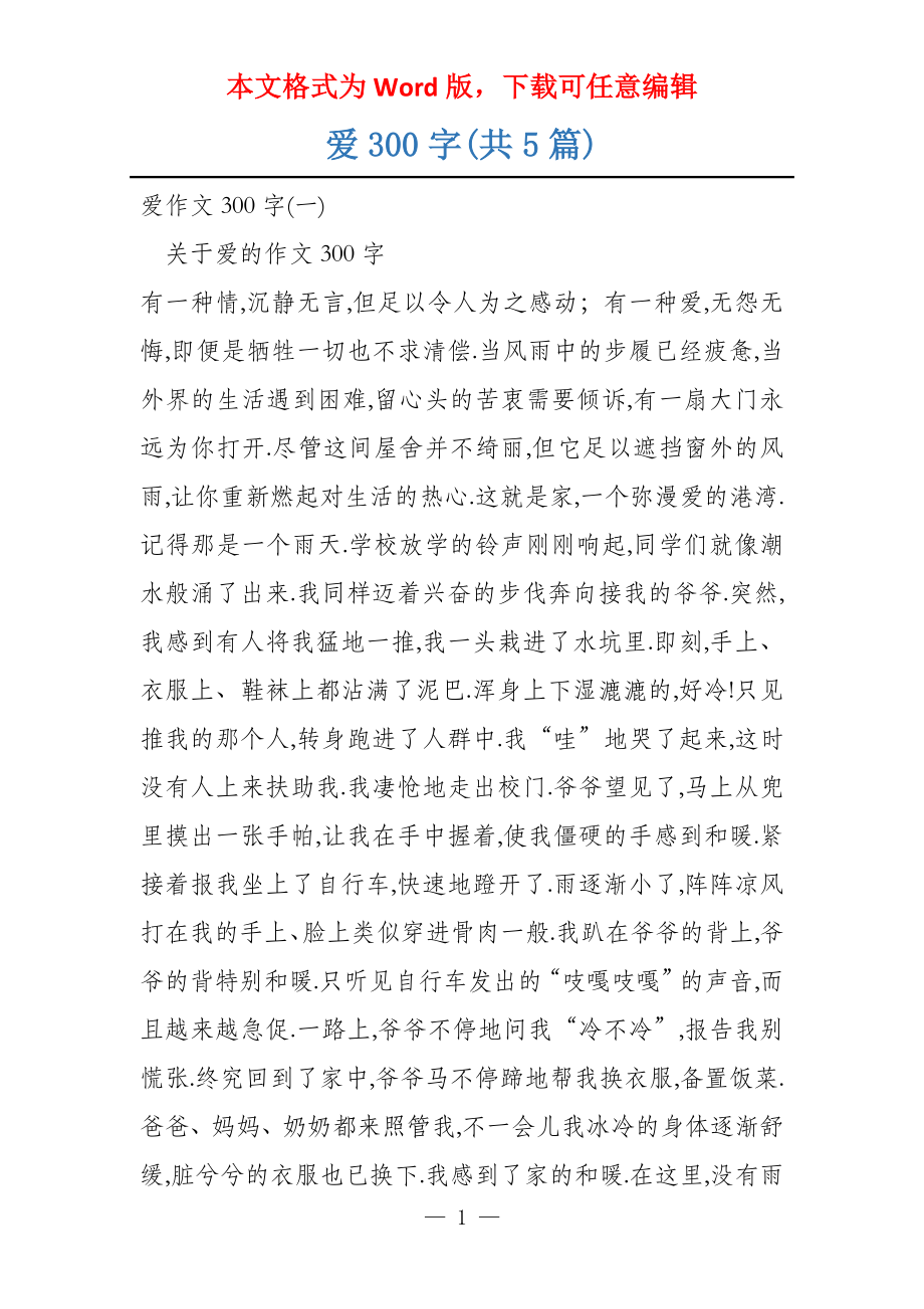 爱300字(共5篇)_第1页