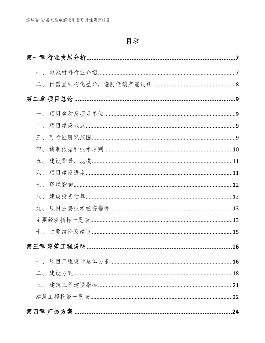 秦皇岛电解液项目可行性研究报告_范文参考_第1页