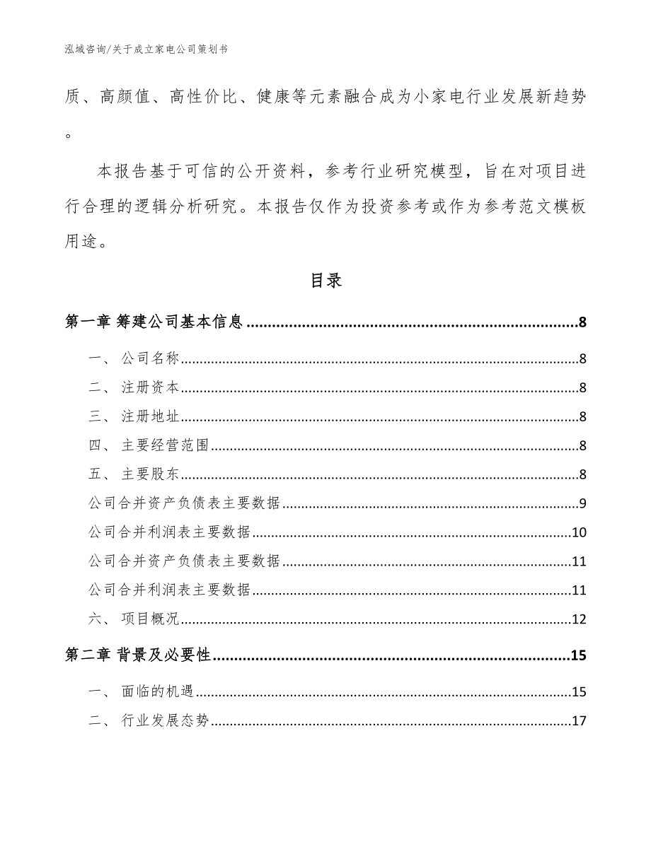 关于成立家电公司策划书模板范文_第3页