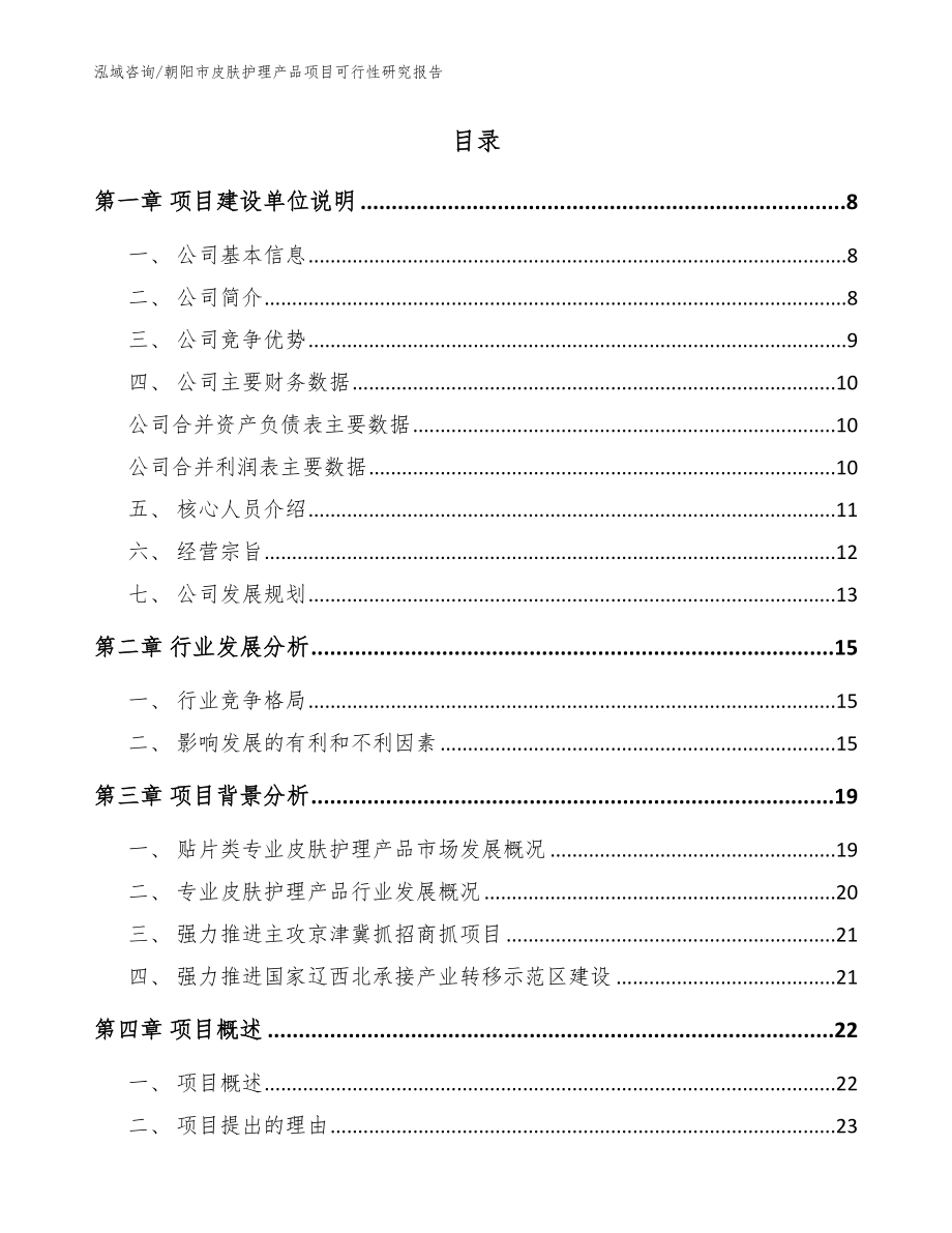 朝阳市皮肤护理产品项目可行性研究报告【模板】_第2页