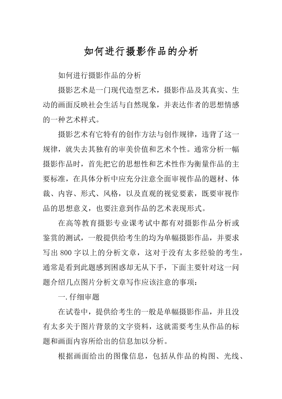 如何进行摄影作品的分析范例_第1页