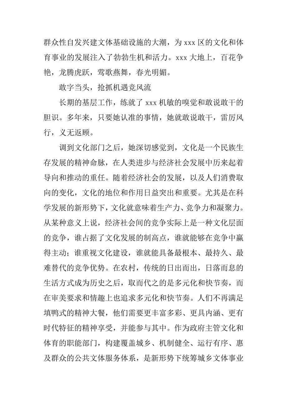 文化工作先进个人事迹材料-总结报告模板范文_第5页