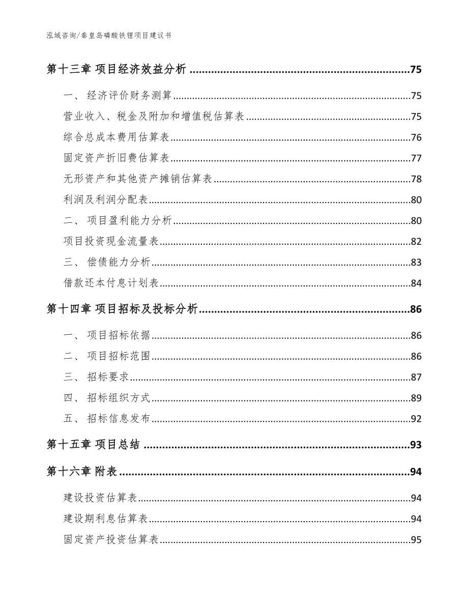 秦皇岛磷酸铁锂项目建议书【模板】_第5页