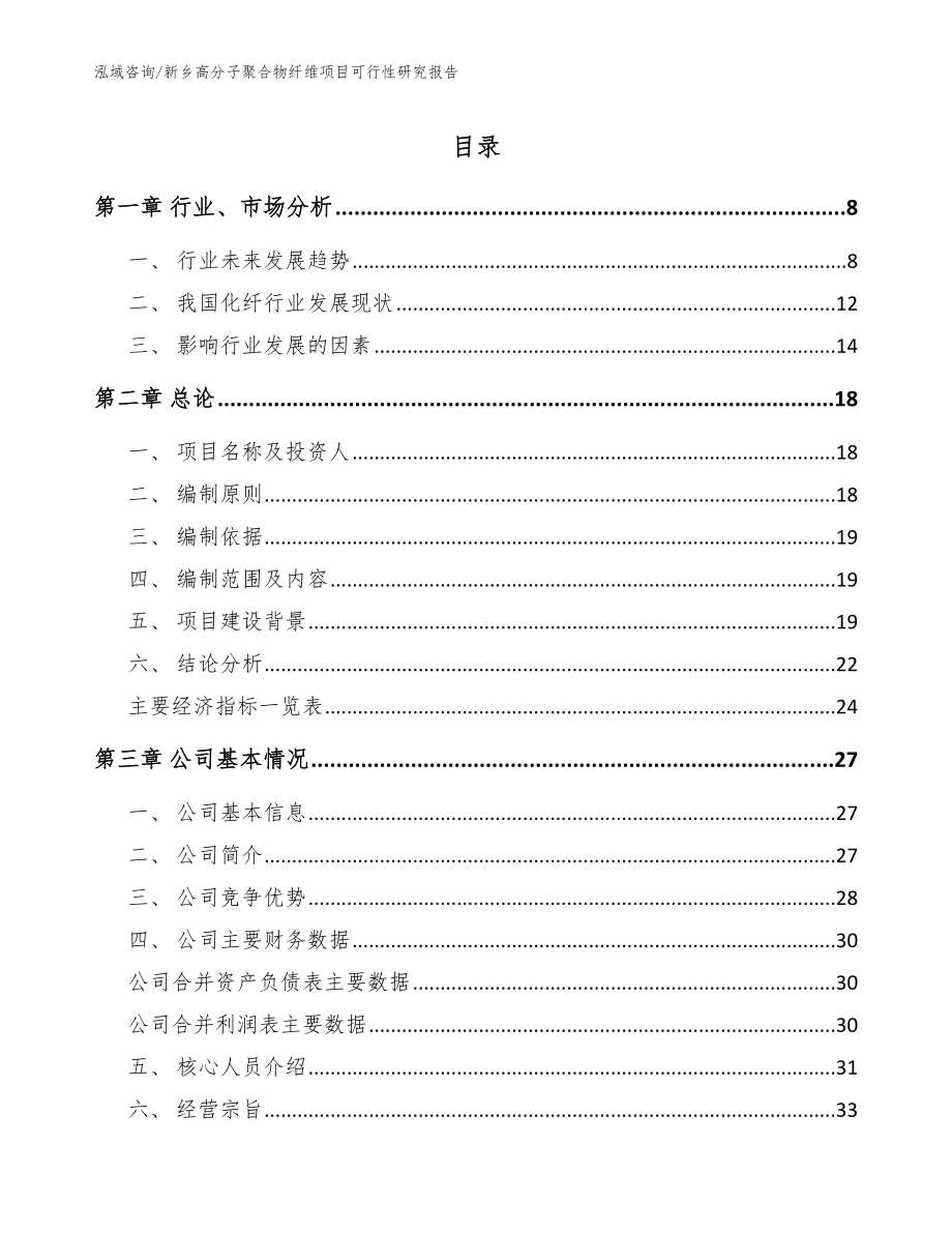 新乡高分子聚合物纤维项目可行性研究报告模板范文_第1页