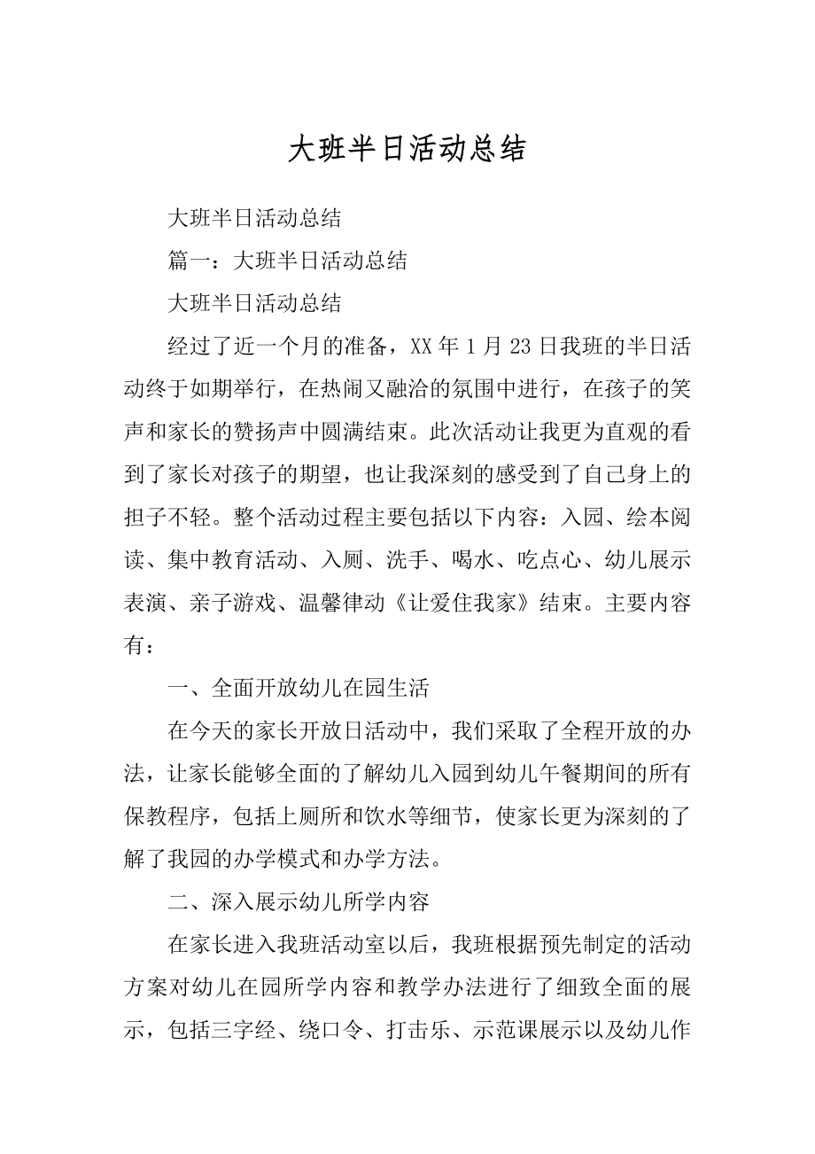 大班半日活动总结汇总_第1页