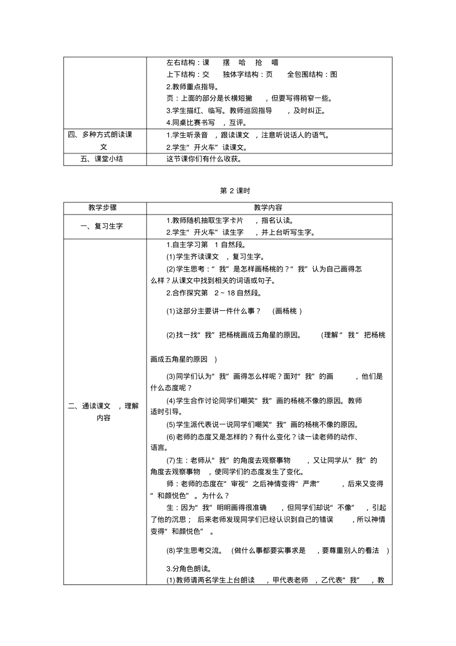 13.画杨桃(二年级-下册-语文-部编版-教案)_第2页