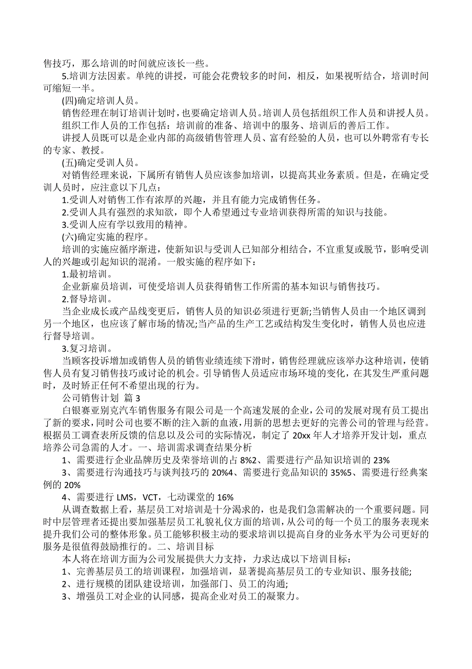 公司销售计划模板汇总10篇_2_第4页