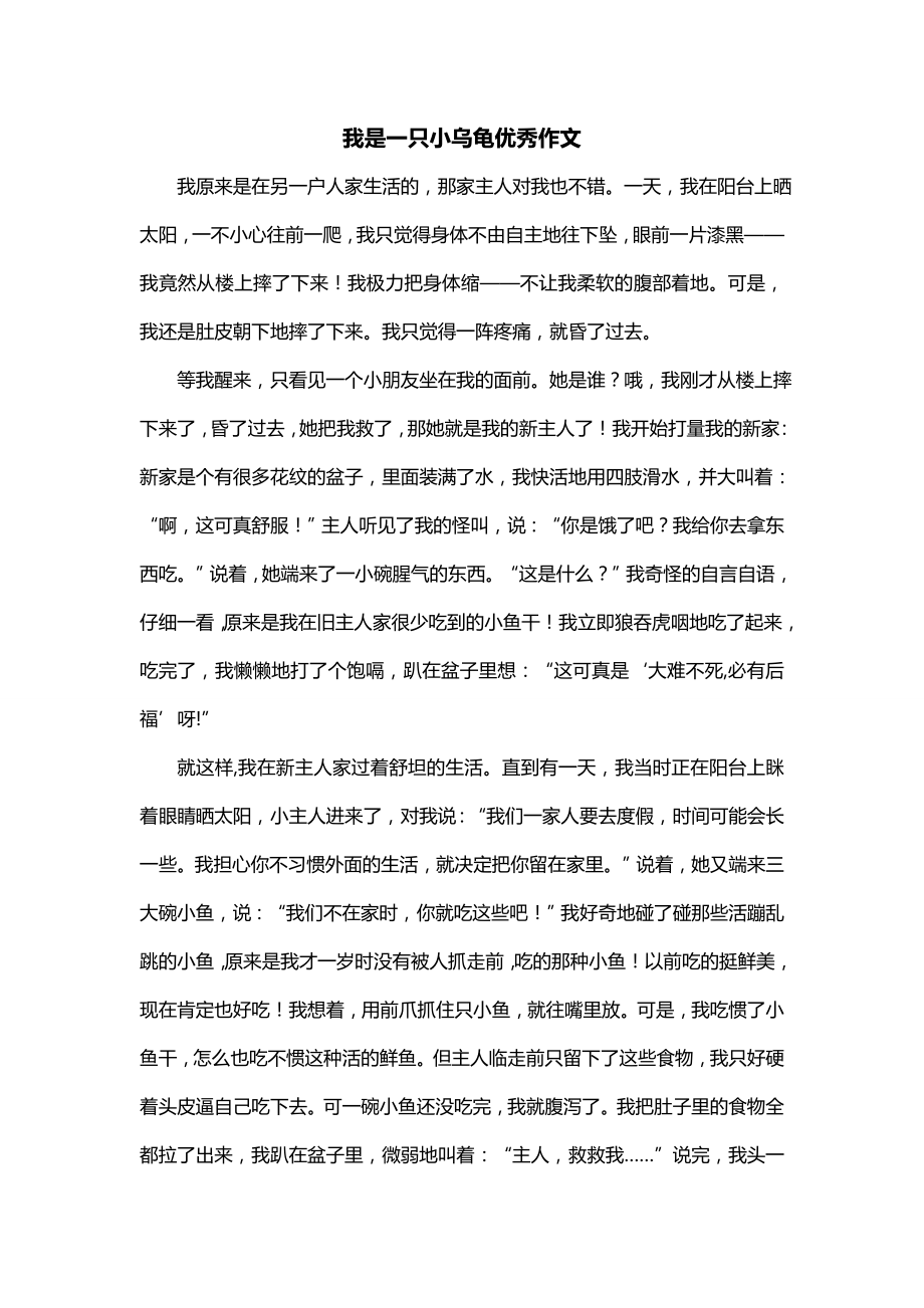 我是一只小乌龟优秀作文_第1页