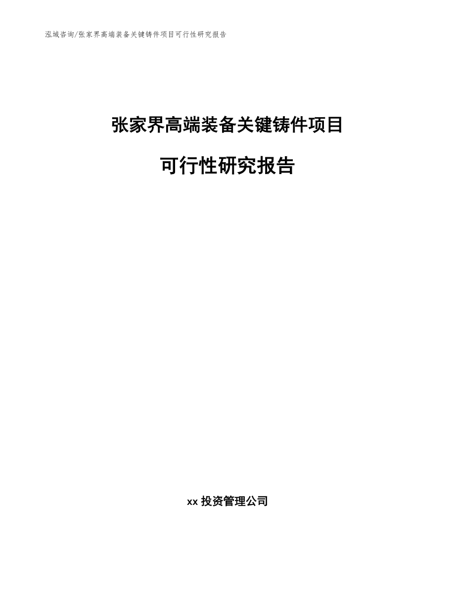 张家界高端装备关键铸件项目可行性研究报告（模板）_第1页