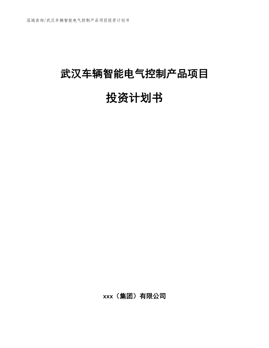 武汉车辆智能电气控制产品项目投资计划书_第1页