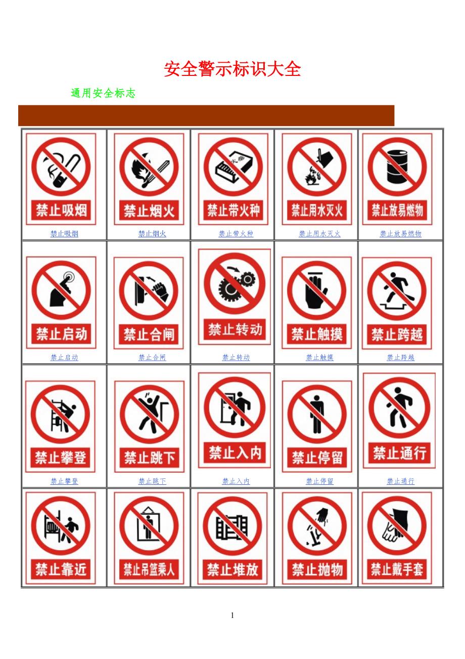 安全、环境、职业卫生警示标志图示合集_第1页