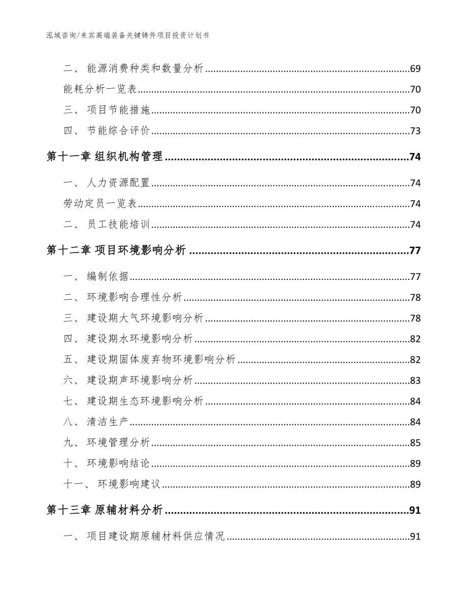 来宾高端装备关键铸件项目投资计划书_第5页