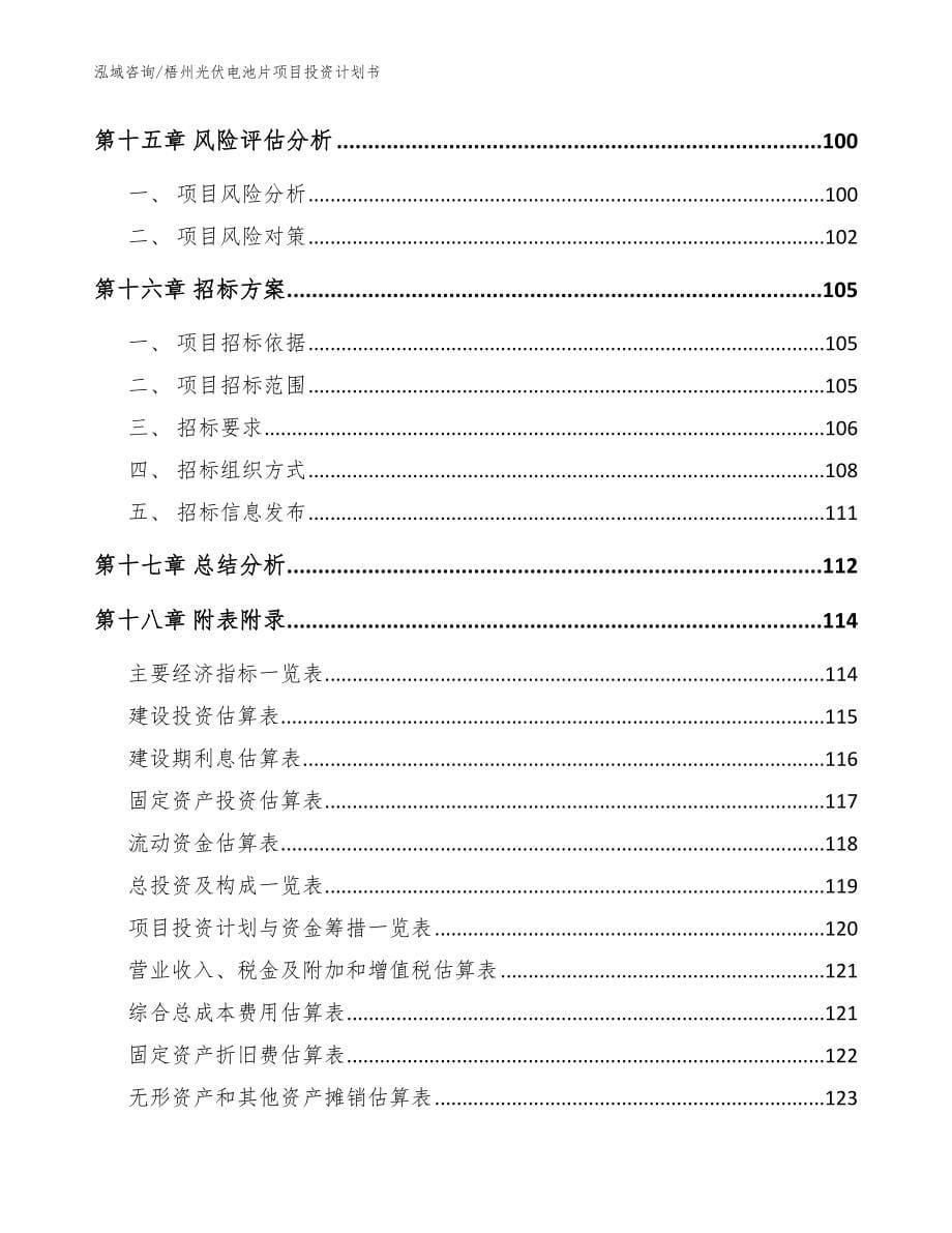 梧州光伏电池片项目投资计划书模板范本_第5页