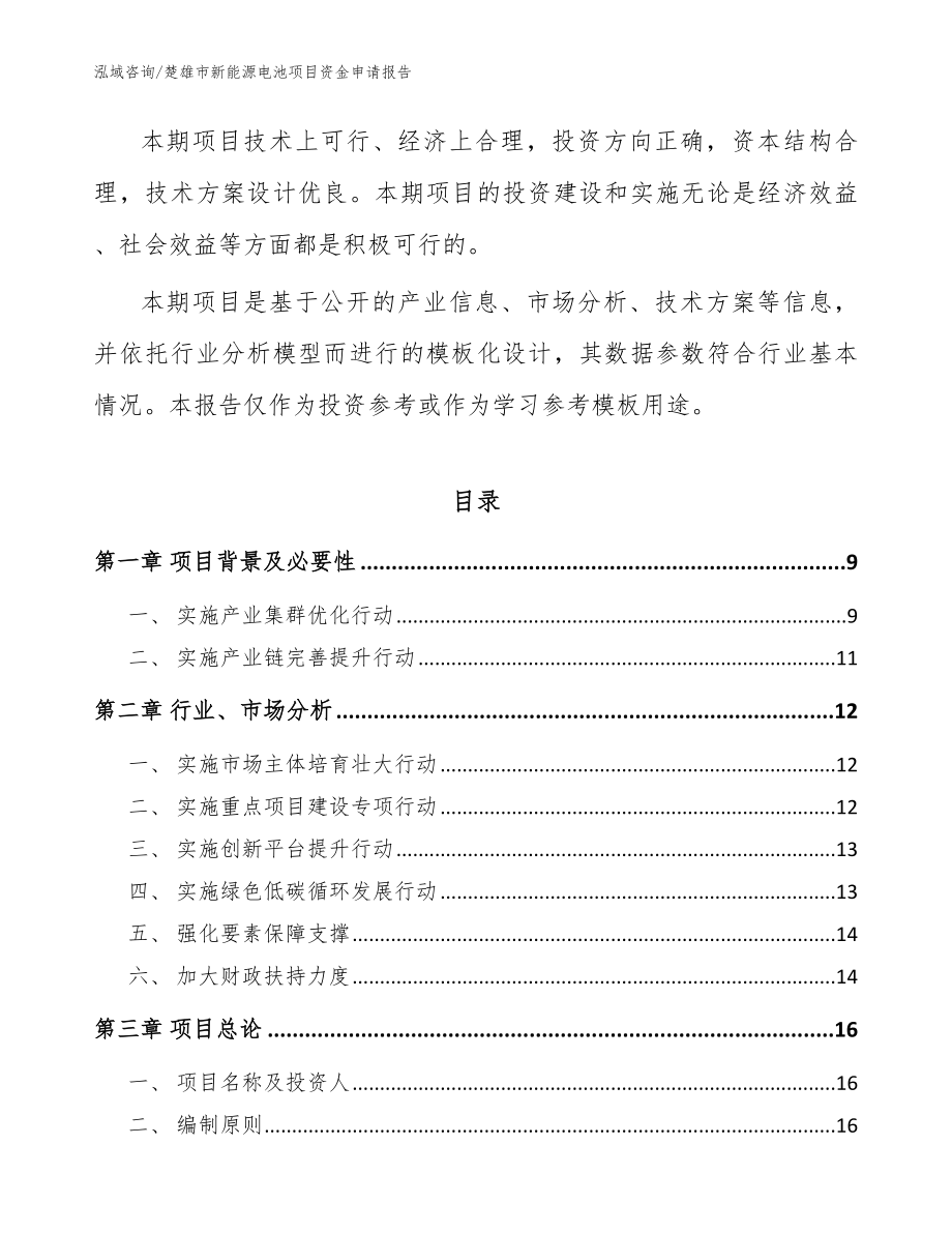 楚雄市新能源电池项目资金申请报告_第3页