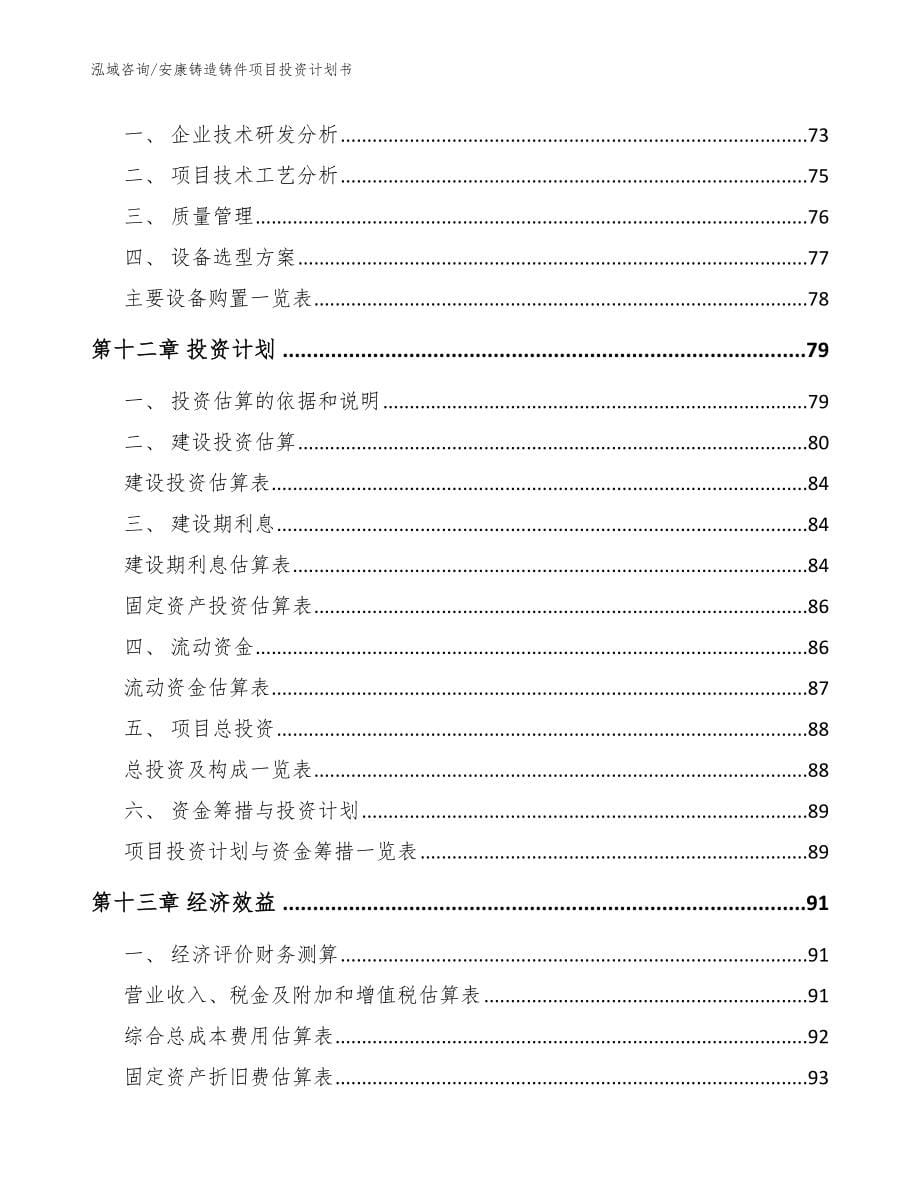 安康铸造铸件项目投资计划书_范文模板_第5页