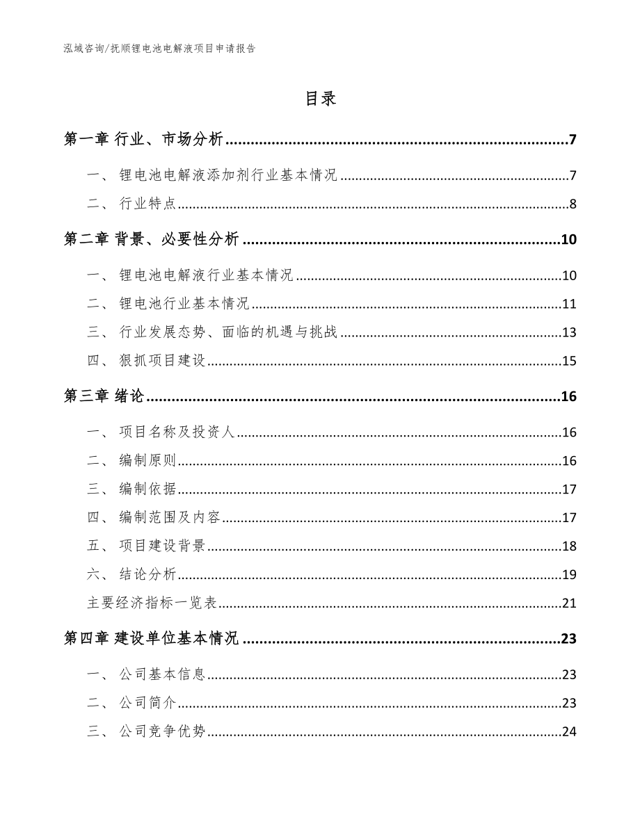 抚顺锂电池电解液项目申请报告参考模板_第1页