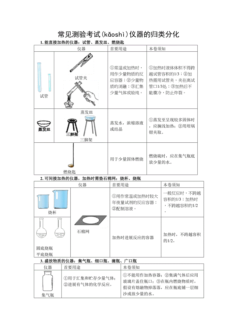 中考化学复习常见实验仪器的归类剖析_第1页