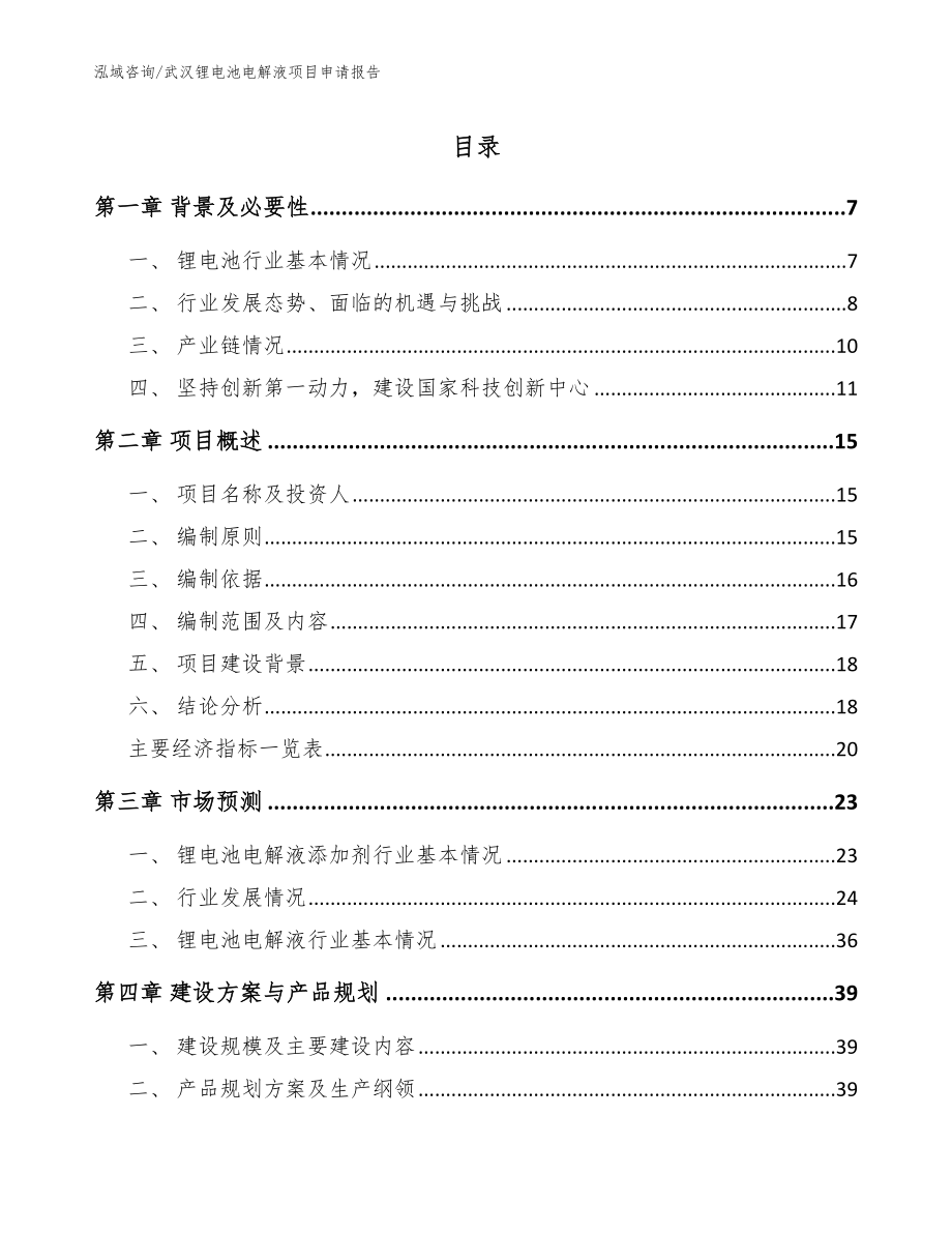 武汉锂电池电解液项目申请报告_第1页