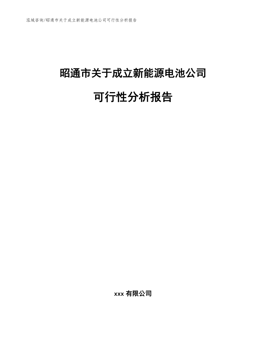 昭通市关于成立新能源电池公司可行性分析报告_第1页