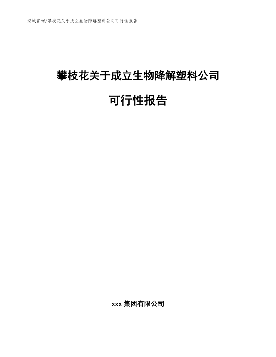 攀枝花关于成立生物降解塑料公司可行性报告_参考模板_第1页