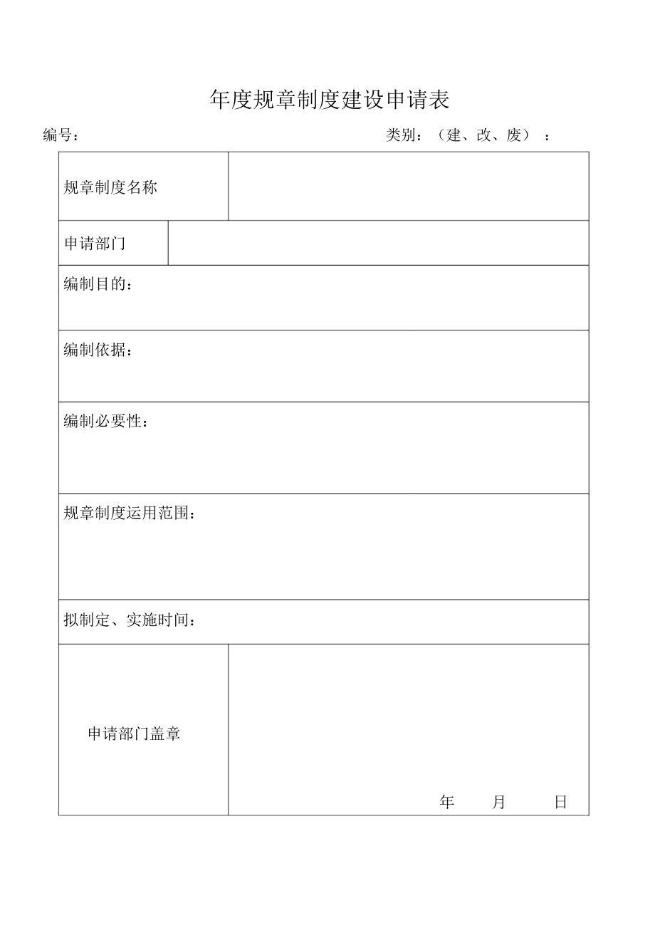 集团年度规章制度建设申请表_第1页