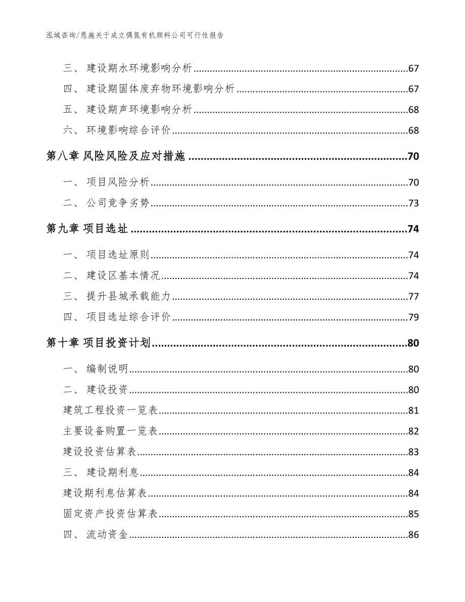 恩施关于成立偶氮有机颜料公司可行性报告【模板参考】_第5页