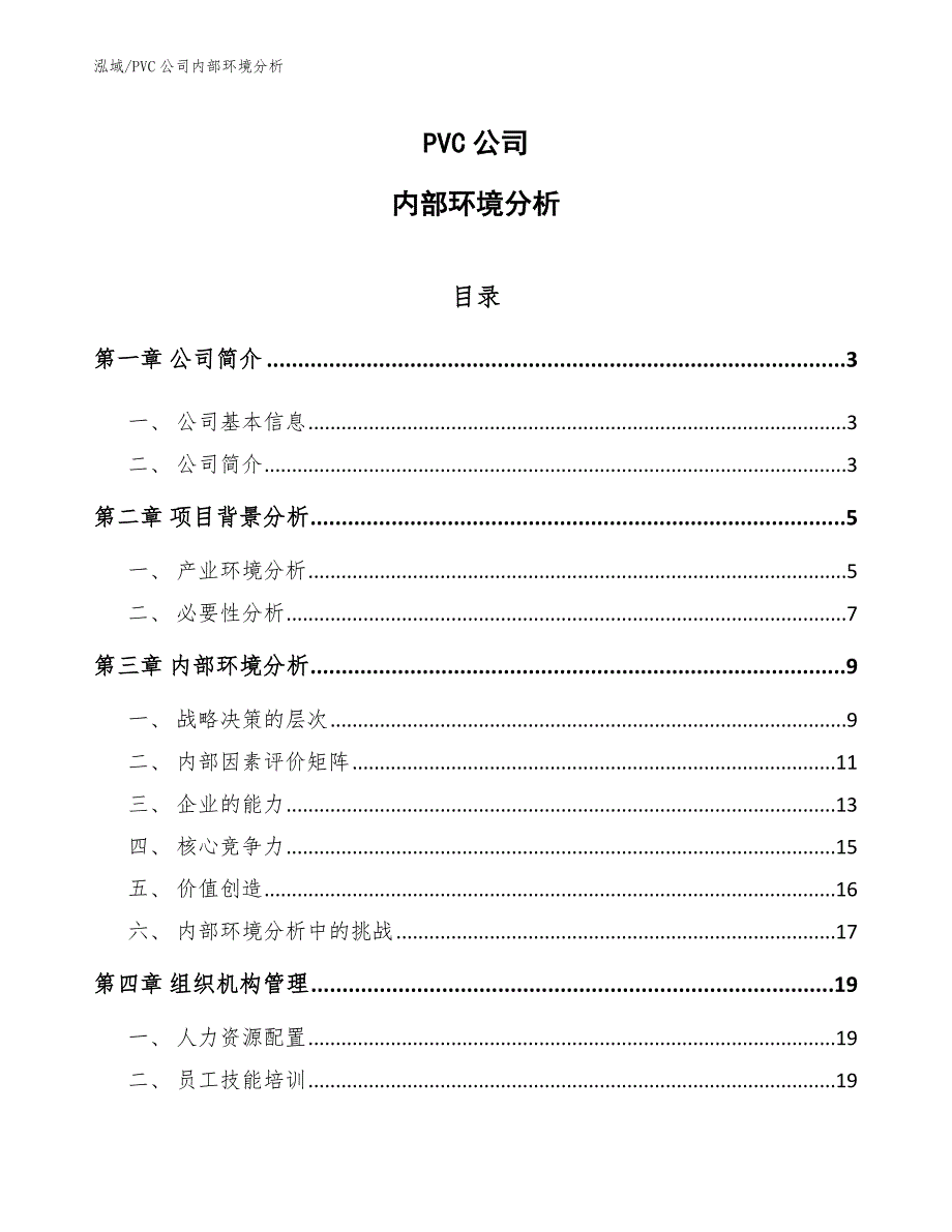 PVC公司内部环境分析（范文）_第1页