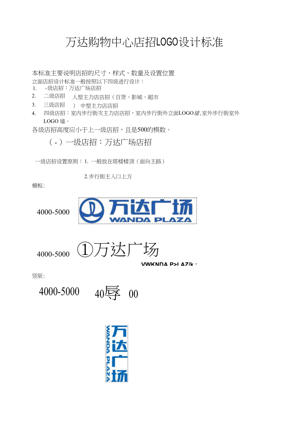 万达购物中心店招logo设计标准_第1页