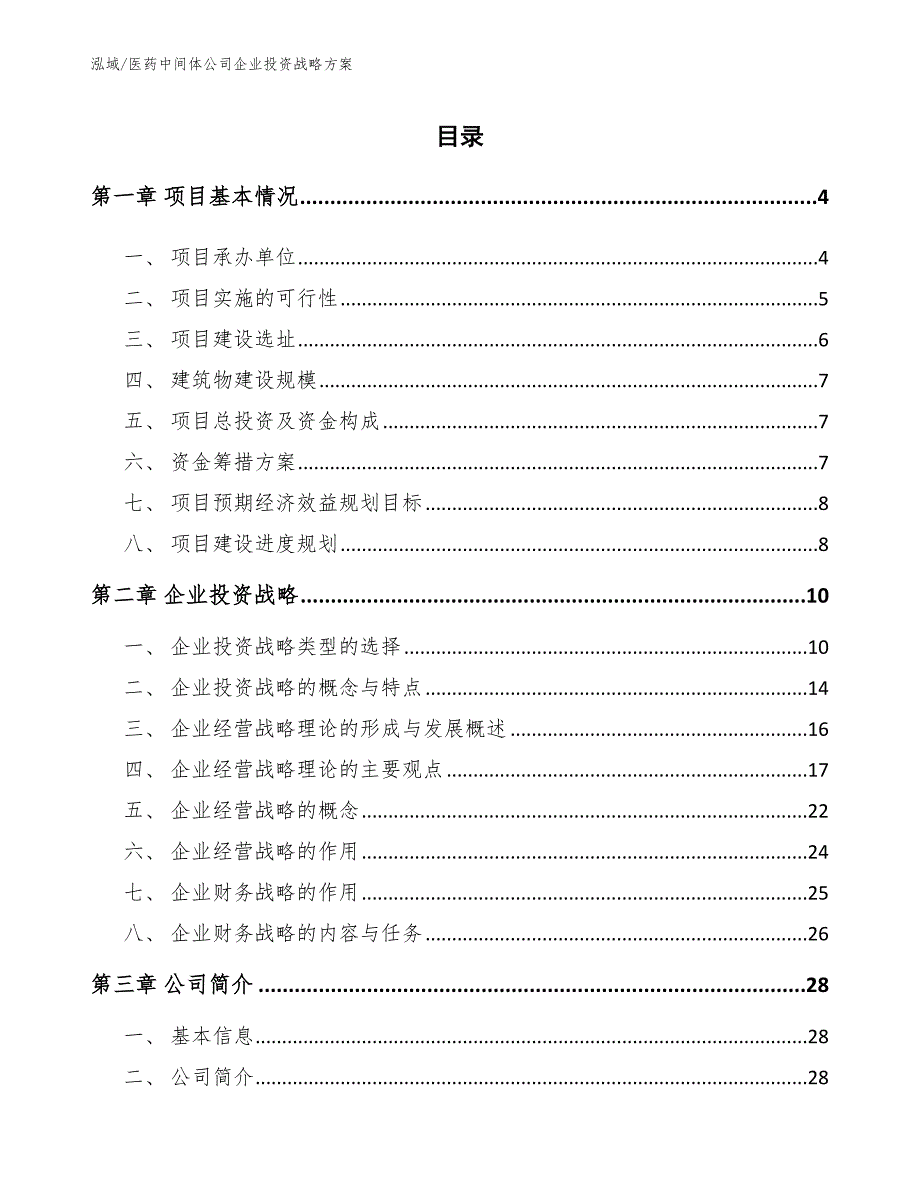 医药中间体公司企业投资战略方案（范文）_第2页