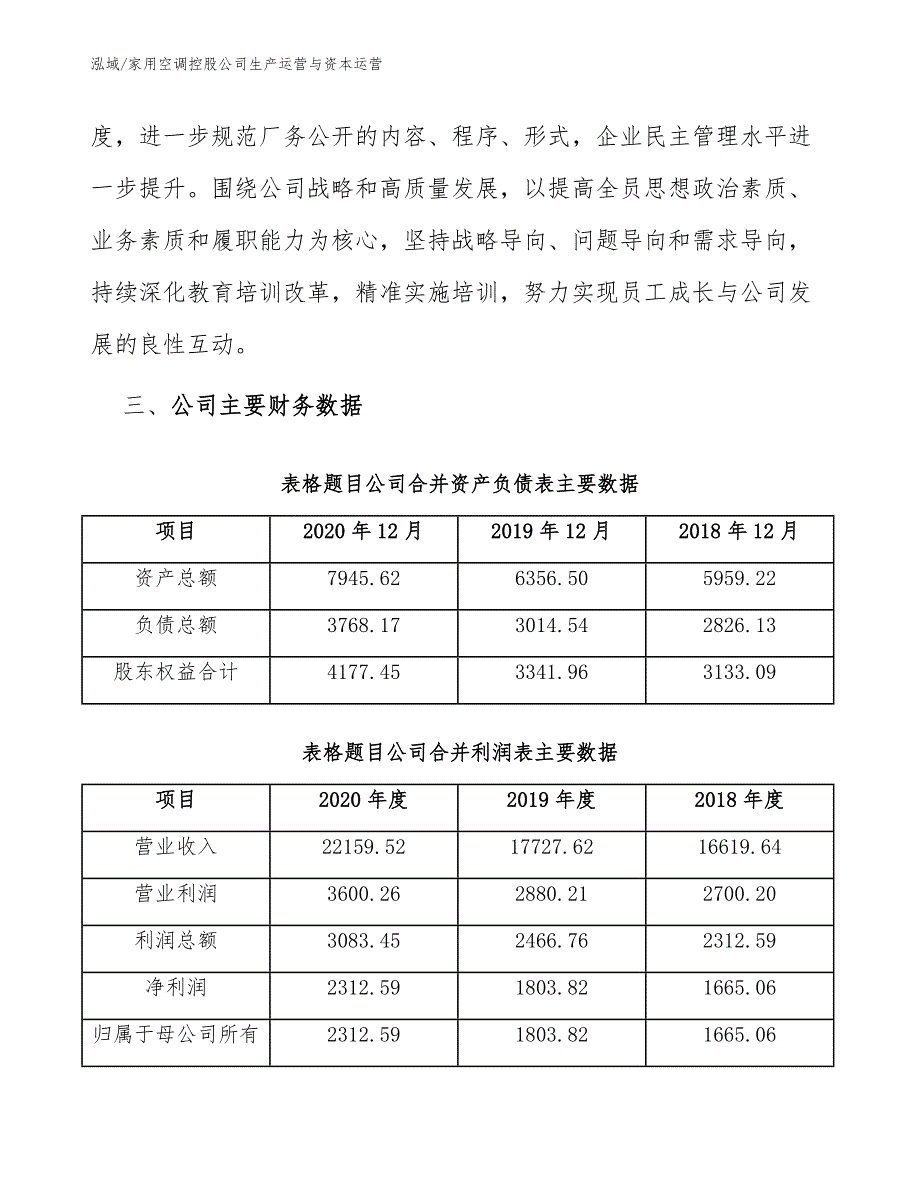 家用空调控股公司生产运营与资本运营_范文_第4页