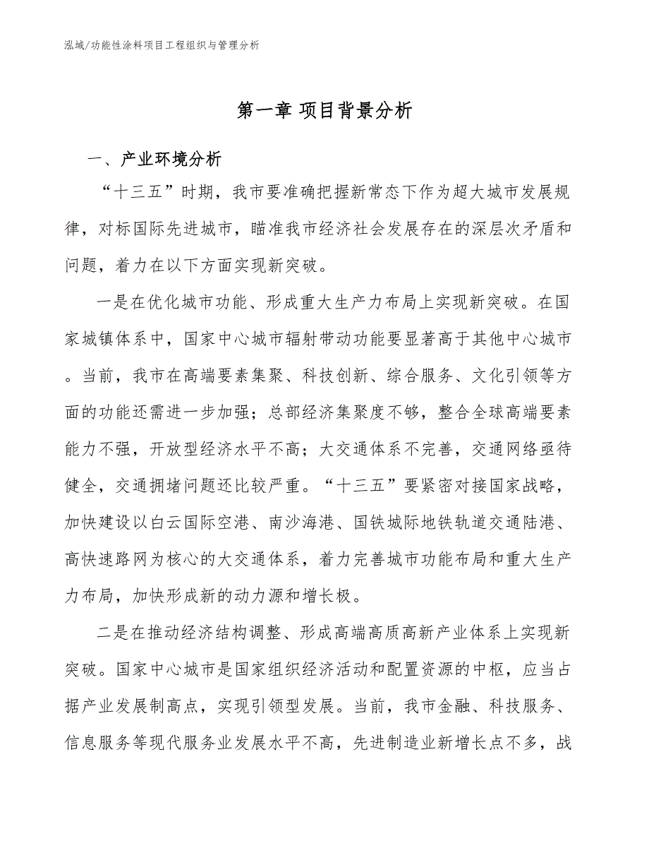 功能性涂料项目工程组织与管理分析_范文_第3页