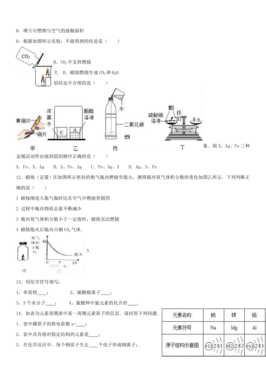 2019-2020年九年级化学上学期期末试卷(含解析)-新人教版(III)_第2页