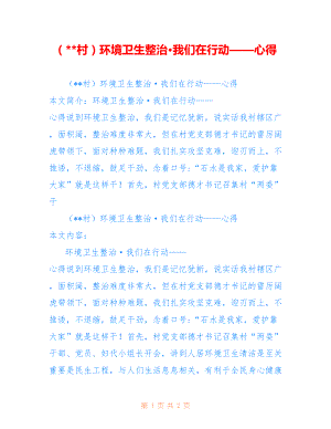 （某某村）环境卫生整治·我们在行动——心得