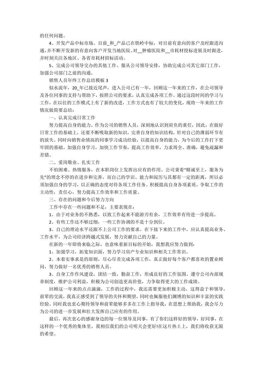 销售人员年终工作总结模板5篇_第3页