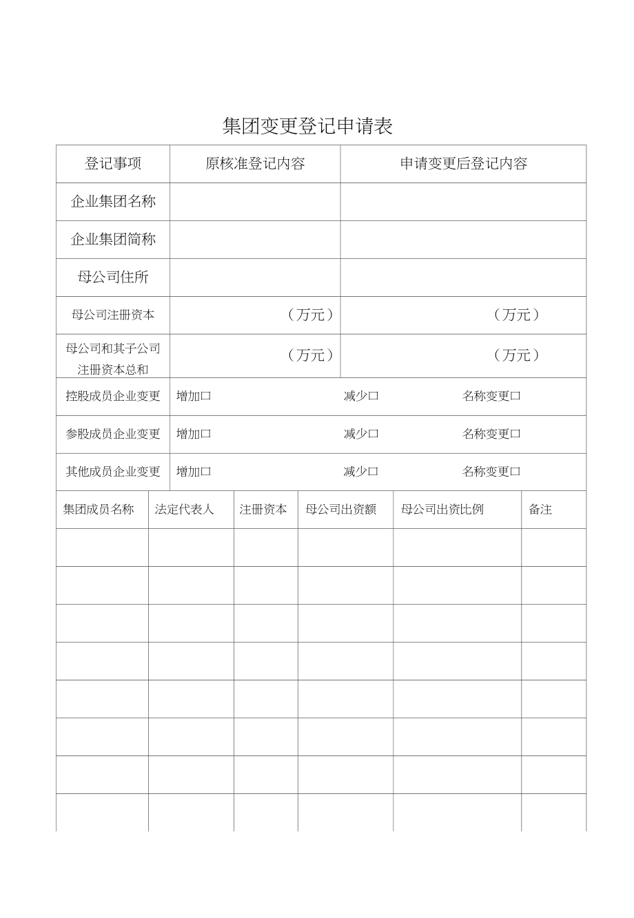 企业集团登记表变更登记申请书-企业集团变更登记申请书_第2页